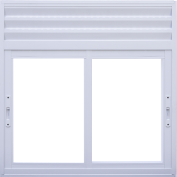 Imagem do produto Janela de Correr 2 folhas com ventilao permanente em veneziana perfurada na bandeira fixa