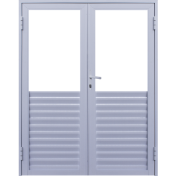 Imagem do produto Porta de Giro 2 Folhas metade veneziana e metade com Vidro Temperado 6mm